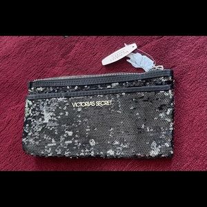 VS black sequin clutch cosmetic bag